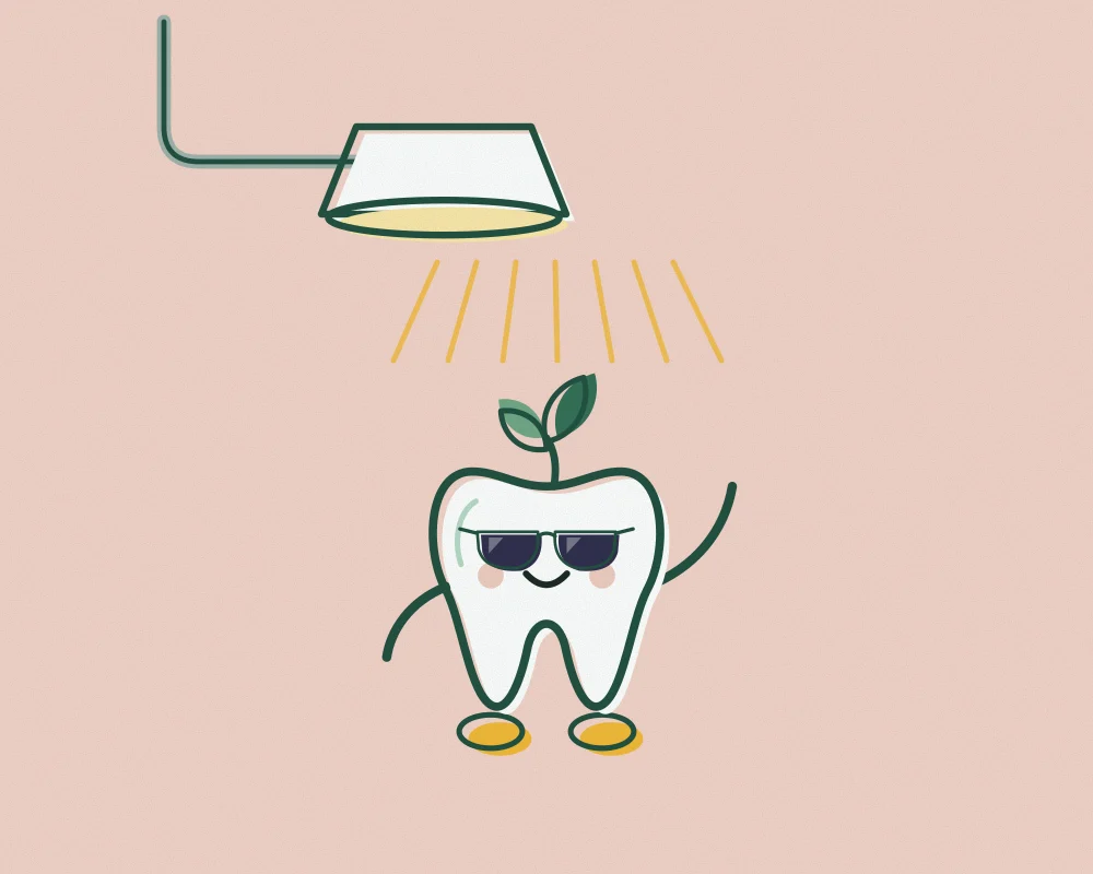 Mirto wearing sunglasses under the bright lamp